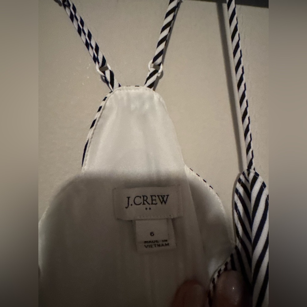 NWT J. Crew Navy & White Striped Scalloped Top Camisole - Picture 3 of 13